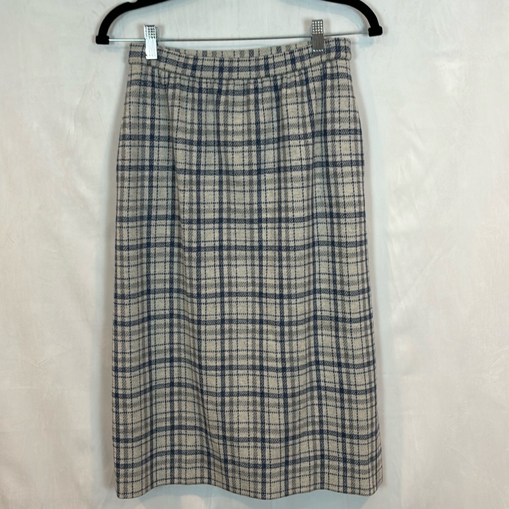 Bleyle Women's plaid 100% Wool 1960's Vintage pencil skirt dark academia size 6‎